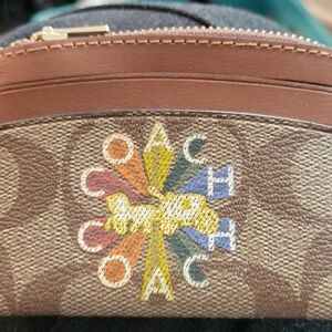 Coach Brown Multicolor Logo Card Case